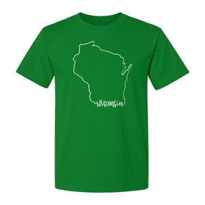 Wisconsin State Map T-Shirt, Outline Travel Souvenir for Residents and Visitors