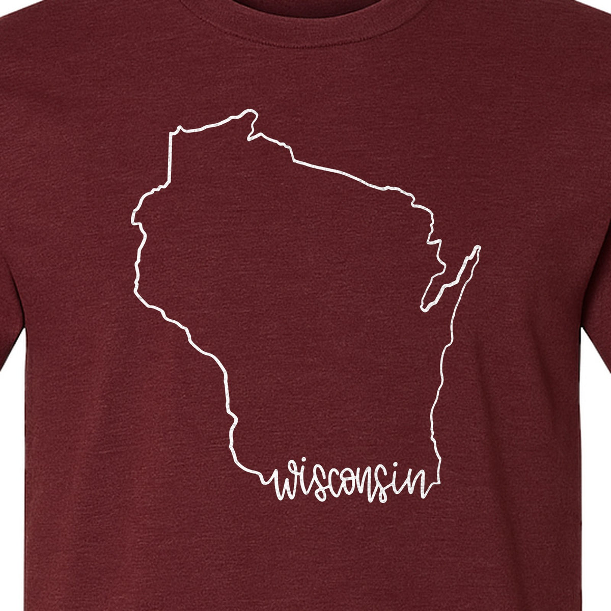 Wisconsin State Map T-Shirt, Outline Travel Souvenir for Residents and Visitors