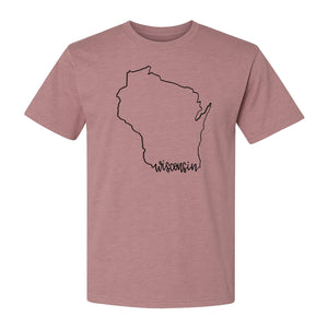 Wisconsin State Map T-Shirt, Outline Travel Souvenir for Residents and Visitors