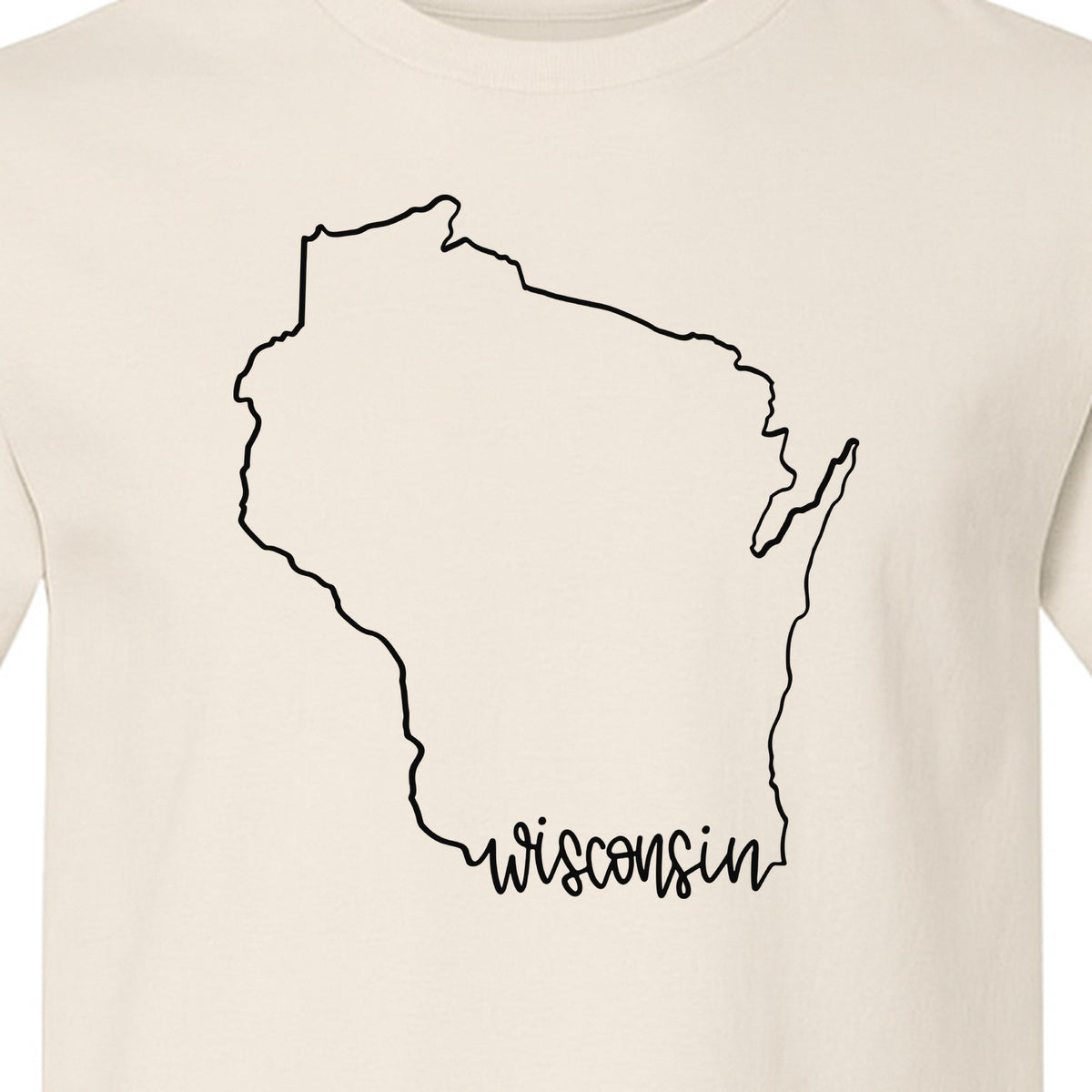 Wisconsin State Map T-Shirt, Outline Travel Souvenir for Residents and Visitors