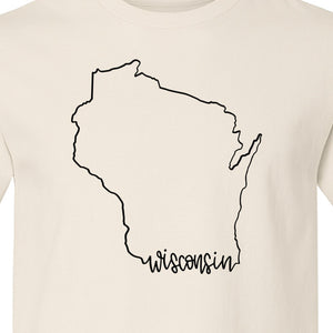 Wisconsin State Map T-Shirt, Outline Travel Souvenir for Residents and Visitors