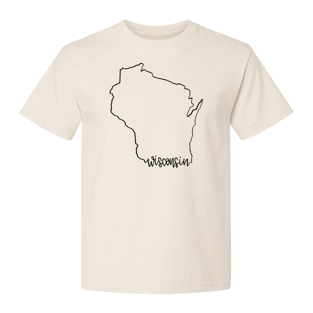Wisconsin State Map T-Shirt, Outline Travel Souvenir for Residents and Visitors