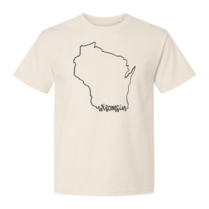 Wisconsin State Map T-Shirt, Outline Travel Souvenir for Residents and Visitors