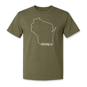 Wisconsin State Map T-Shirt, Outline Travel Souvenir for Residents and Visitors