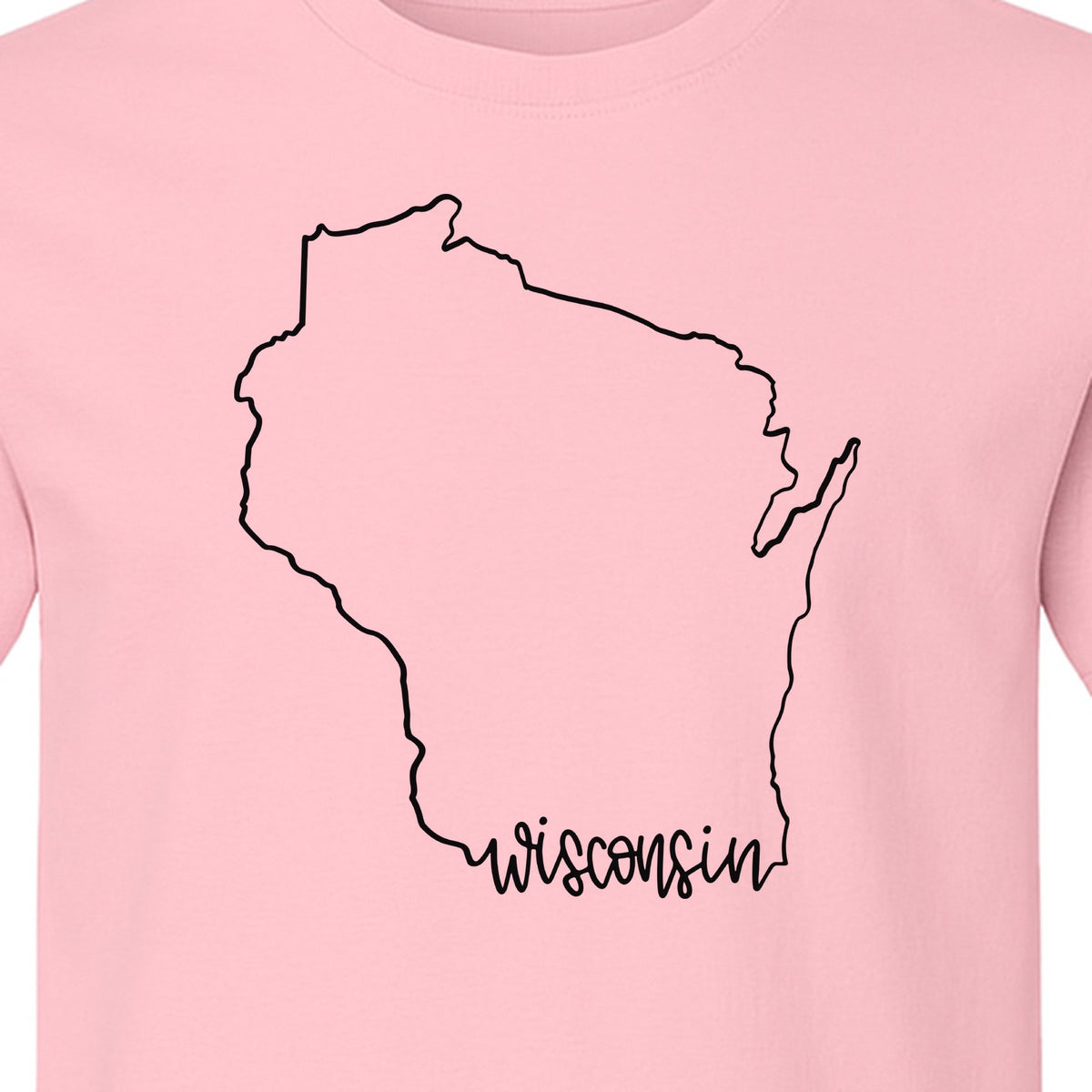 Wisconsin State Map T-Shirt, Outline Travel Souvenir for Residents and Visitors
