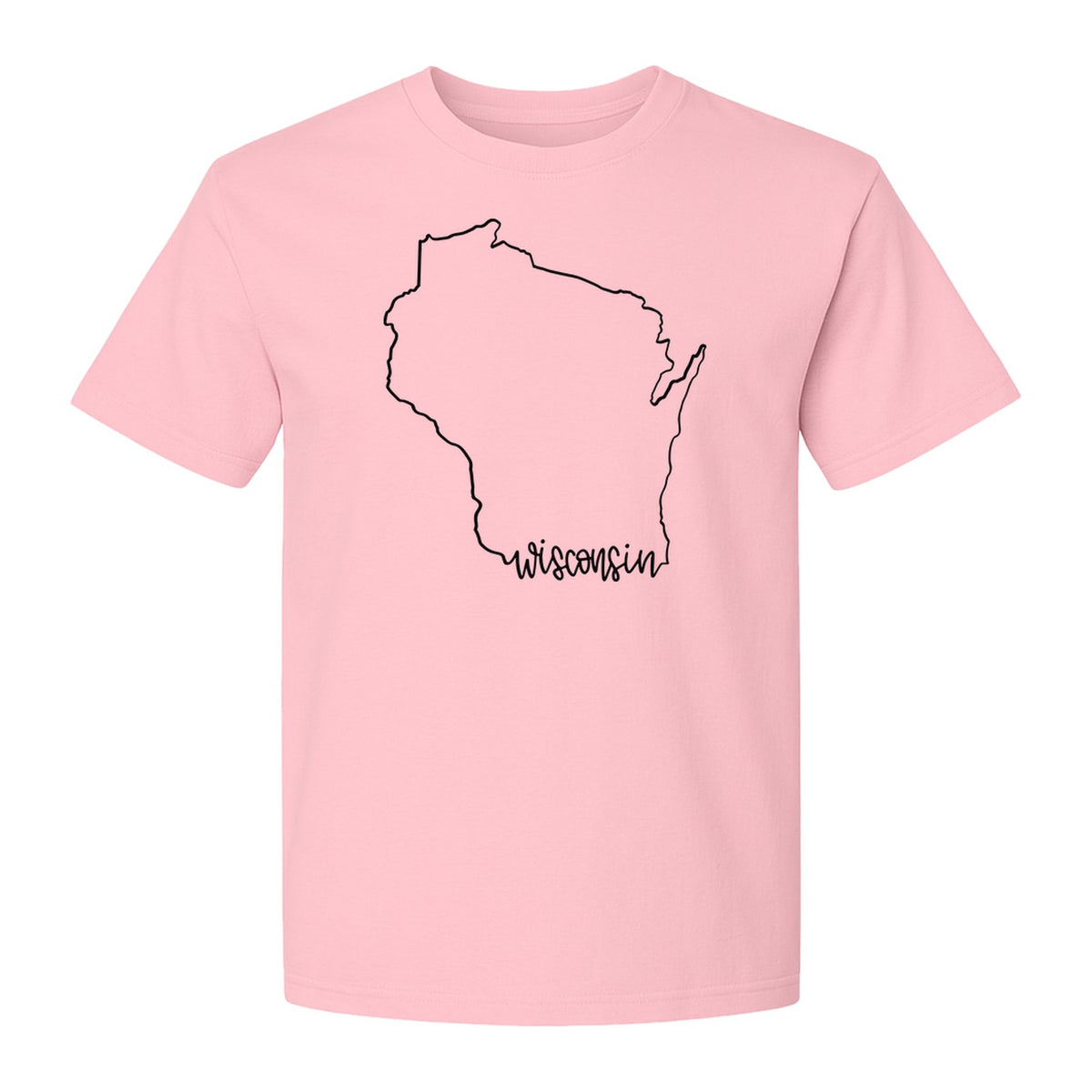 Wisconsin State Map T-Shirt, Outline Travel Souvenir for Residents and Visitors