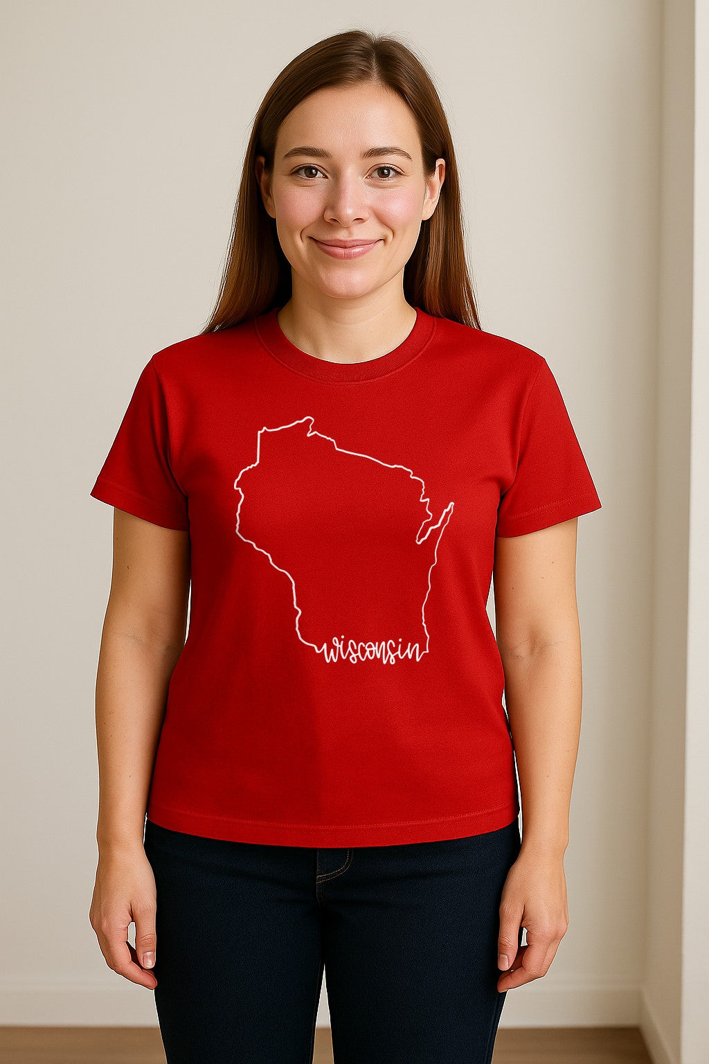 Wisconsin State Map T-Shirt, Outline Travel Souvenir for Residents and Visitors