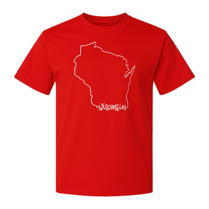 Wisconsin State Map T-Shirt, Outline Travel Souvenir for Residents and Visitors