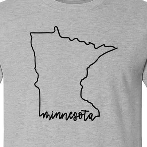 Minnesota T-Shirt, State Outline Map Graphic for Residents, Families and Travel Souvenirs