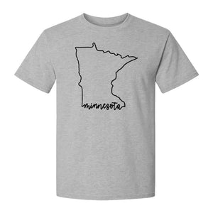 Minnesota T-Shirt, State Outline Map Graphic for Residents, Families and Travel Souvenirs