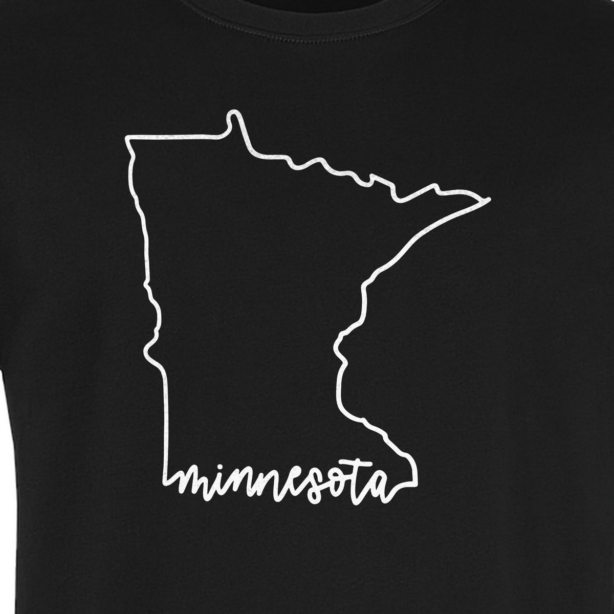 Minnesota T-Shirt, State Outline Map Graphic for Residents, Families and Travel Souvenirs