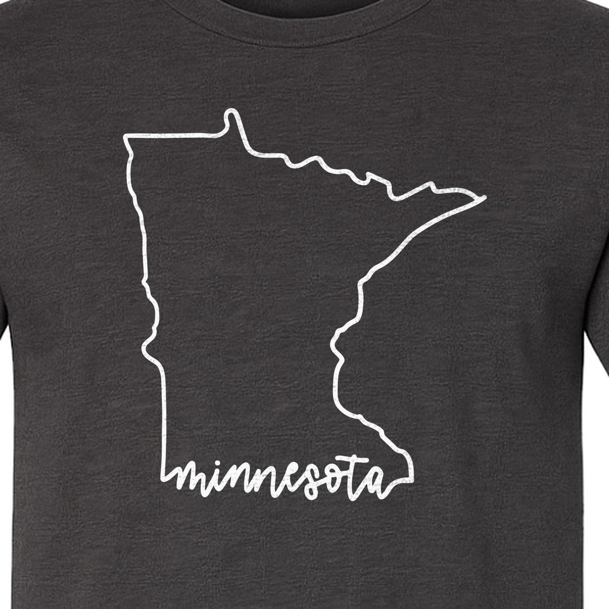Minnesota T-Shirt, State Outline Map Graphic for Residents, Families and Travel Souvenirs