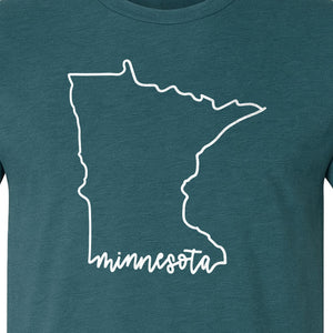 Minnesota T-Shirt, State Outline Map Graphic for Residents, Families and Travel Souvenirs