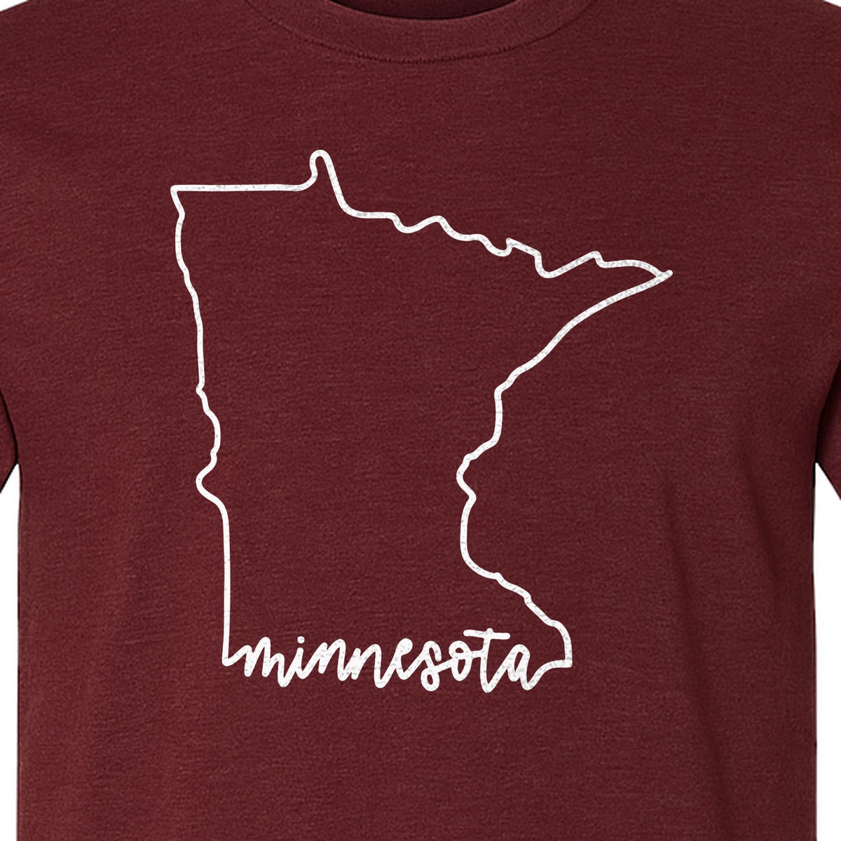 Minnesota T-Shirt, State Outline Map Graphic for Residents, Families and Travel Souvenirs