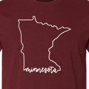 Minnesota T-Shirt, State Outline Map Graphic for Residents, Families and Travel Souvenirs