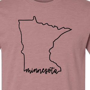 Minnesota T-Shirt, State Outline Map Graphic for Residents, Families and Travel Souvenirs