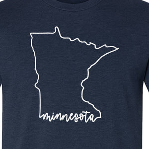 Minnesota T-Shirt, State Outline Map Graphic for Residents, Families and Travel Souvenirs