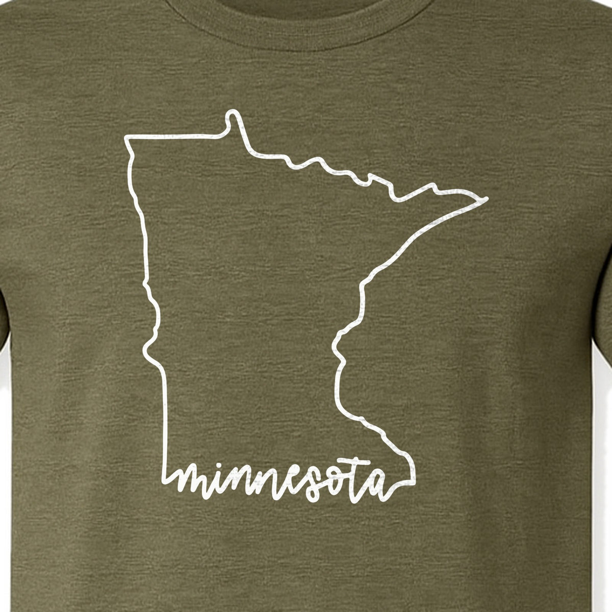 Minnesota T-Shirt, State Outline Map Graphic for Residents, Families and Travel Souvenirs
