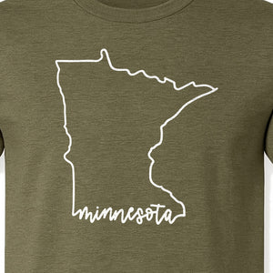 Minnesota T-Shirt, State Outline Map Graphic for Residents, Families and Travel Souvenirs
