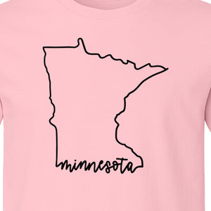 Minnesota T-Shirt, State Outline Map Graphic for Residents, Families and Travel Souvenirs