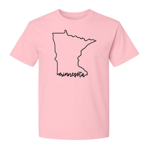 Minnesota T-Shirt, State Outline Map Graphic for Residents, Families and Travel Souvenirs