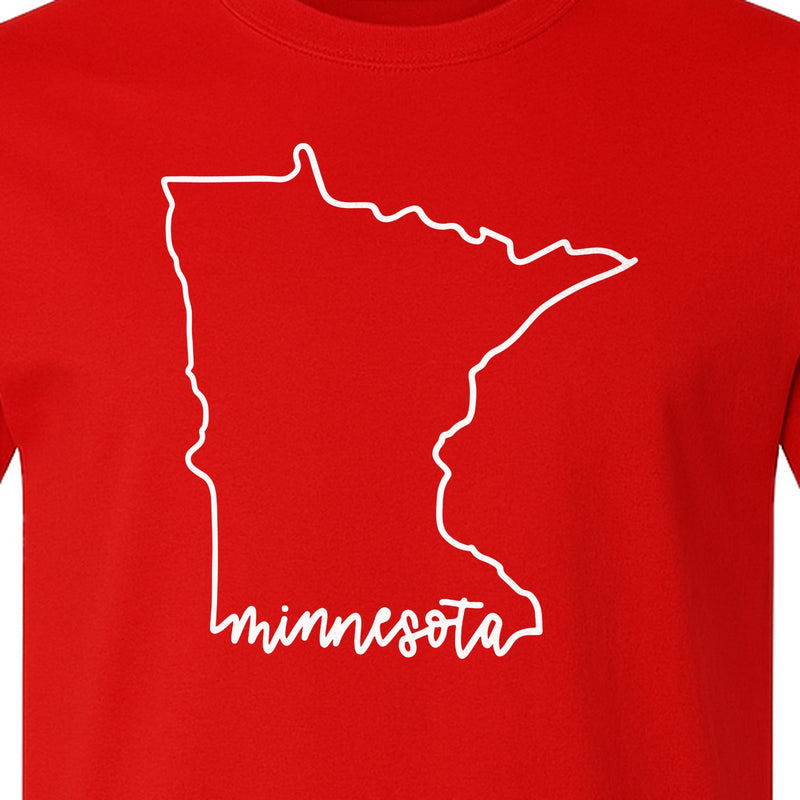 Minnesota T-Shirt, State Outline Map Graphic for Residents, Families and Travel Souvenirs