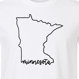 Minnesota T-Shirt, State Outline Map Graphic for Residents, Families and Travel Souvenirs