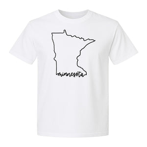 Minnesota T-Shirt, State Outline Map Graphic for Residents, Families and Travel Souvenirs