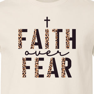 Faith Over Fear T-Shirt, Leopard Print Cross Christian Inspirational Graphic Tee