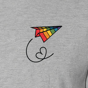 Pride Paper Plane T-Shirt, Rainbow Pocket Design for LGBTQ Events and Everyday Wear