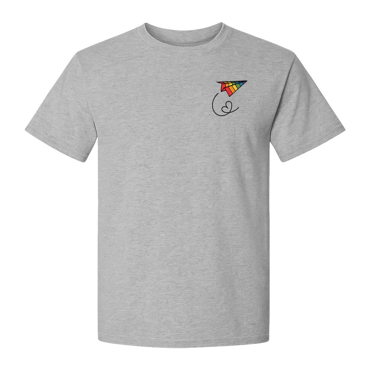 Pride Paper Plane T-Shirt, Rainbow Pocket Design for LGBTQ Events and Everyday Wear