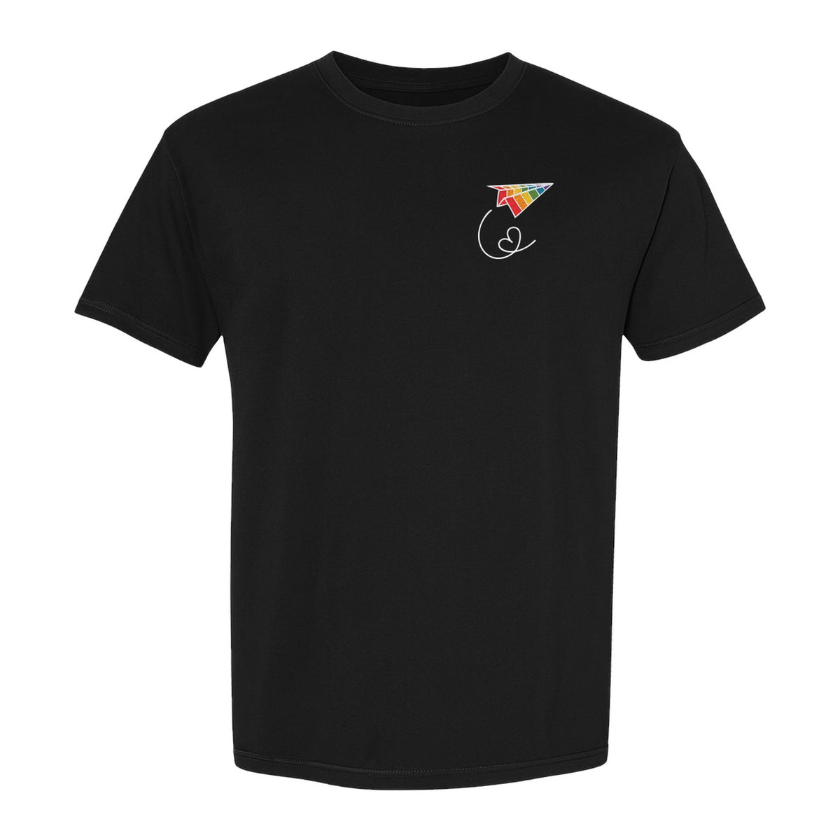 Pride Paper Plane T-Shirt, Rainbow Pocket Design for LGBTQ Events and Everyday Wear