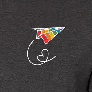 Pride Paper Plane T-Shirt, Rainbow Pocket Design for LGBTQ Events and Everyday Wear