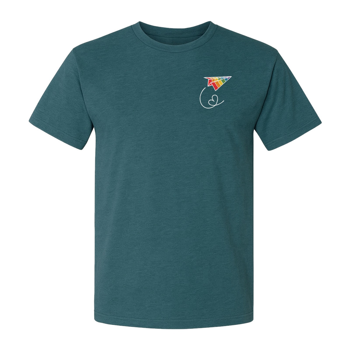 Pride Paper Plane T-Shirt, Rainbow Pocket Design for LGBTQ Events and Everyday Wear