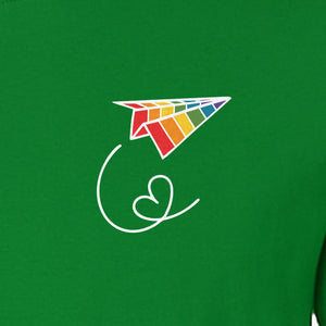 Pride Paper Plane T-Shirt, Rainbow Pocket Design for LGBTQ Events and Everyday Wear