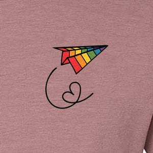 Pride Paper Plane T-Shirt, Rainbow Pocket Design for LGBTQ Events and Everyday Wear