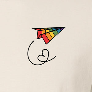 Pride Paper Plane T-Shirt, Rainbow Pocket Design for LGBTQ Events and Everyday Wear
