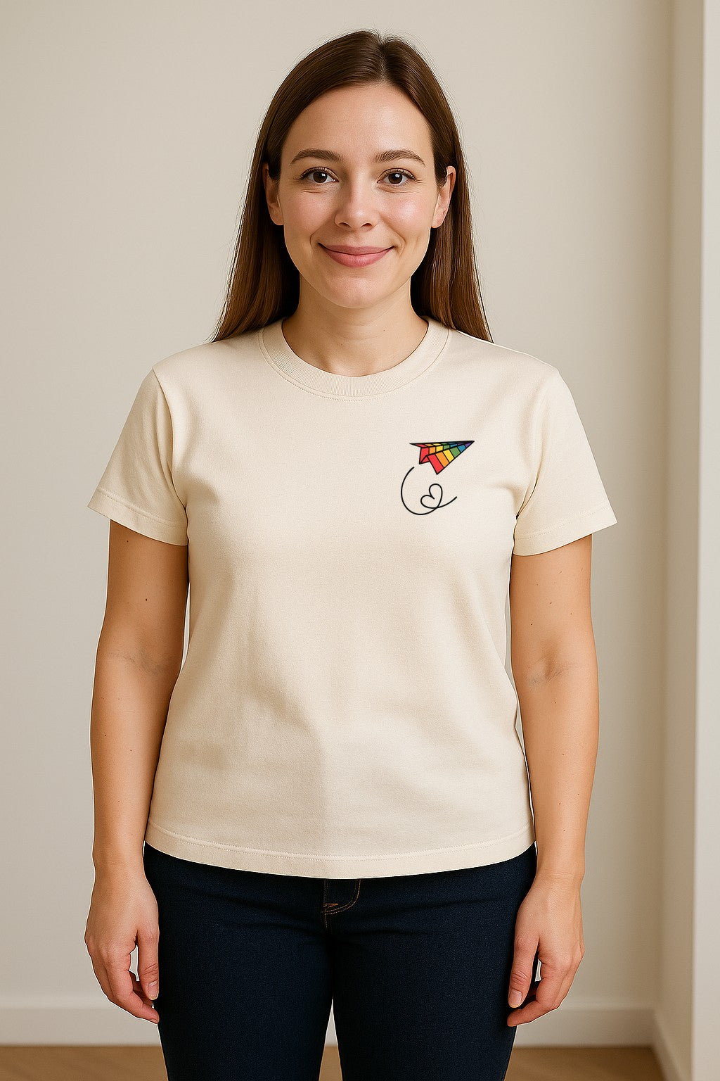 Pride Paper Plane T-Shirt, Rainbow Pocket Design for LGBTQ Events and Everyday Wear