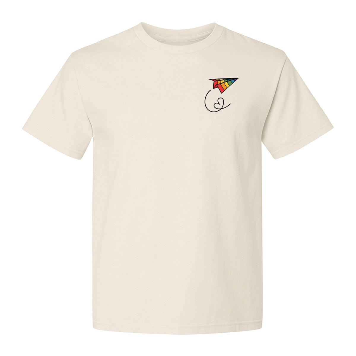 Pride Paper Plane T-Shirt, Rainbow Pocket Design for LGBTQ Events and Everyday Wear