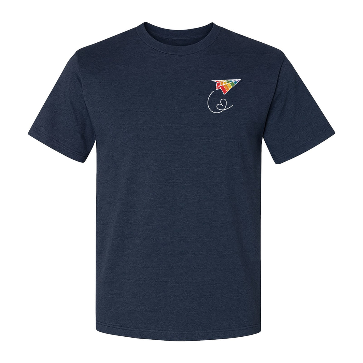 Pride Paper Plane T-Shirt, Rainbow Pocket Design for LGBTQ Events and Everyday Wear
