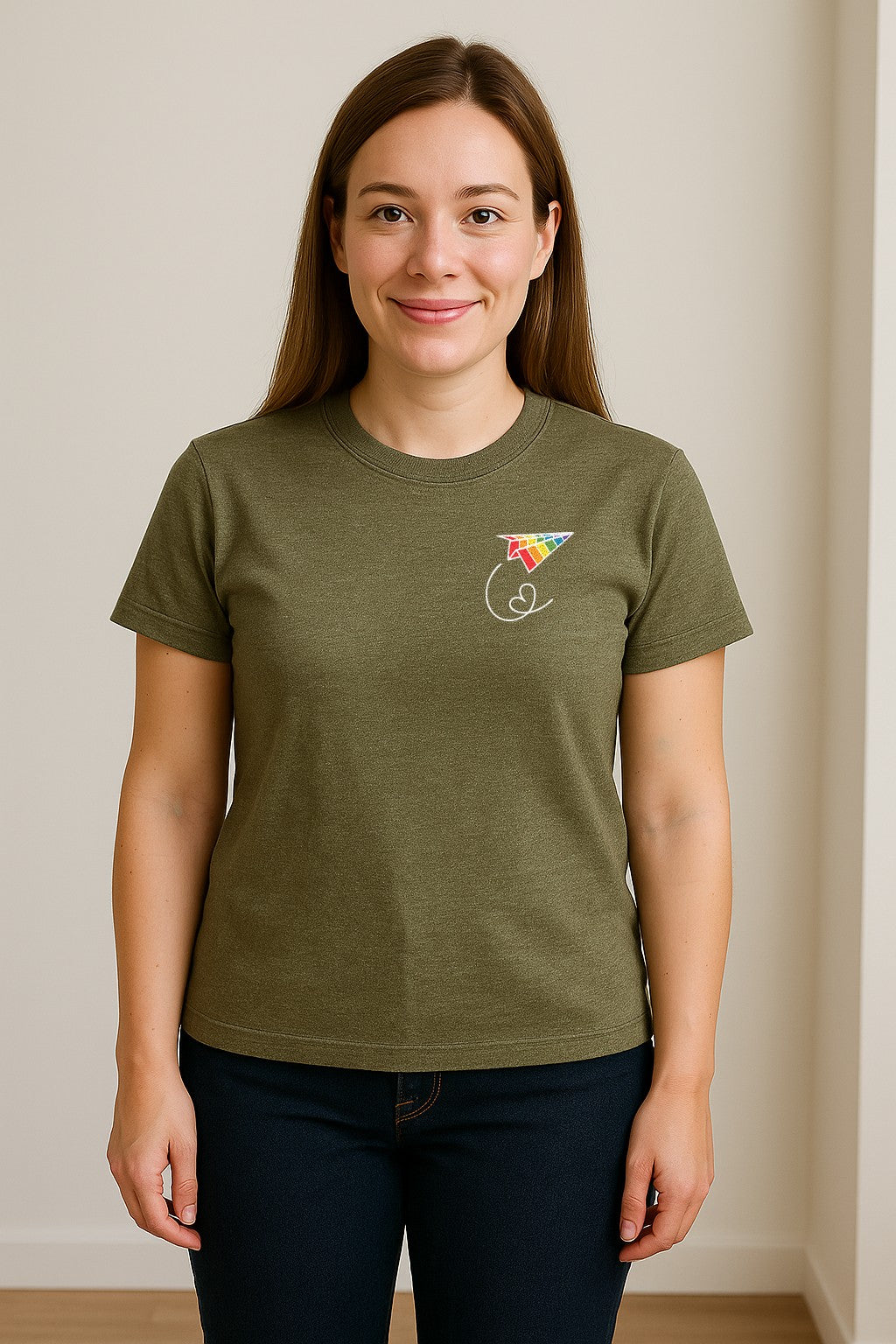 Pride Paper Plane T-Shirt, Rainbow Pocket Design for LGBTQ Events and Everyday Wear