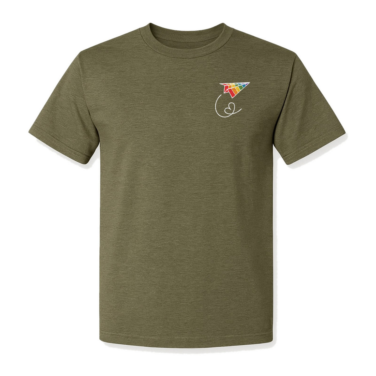 Pride Paper Plane T-Shirt, Rainbow Pocket Design for LGBTQ Events and Everyday Wear