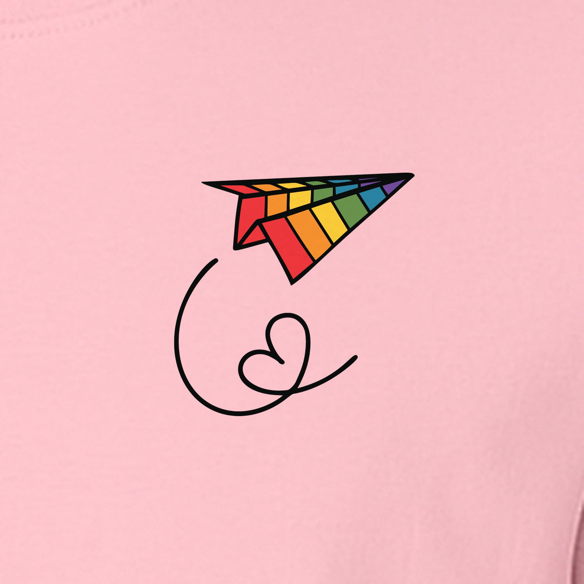 Pride Paper Plane T-Shirt, Rainbow Pocket Design for LGBTQ Events and Everyday Wear