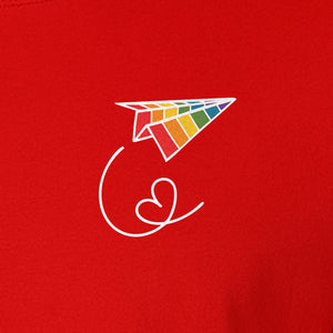 Pride Paper Plane T-Shirt, Rainbow Pocket Design for LGBTQ Events and Everyday Wear