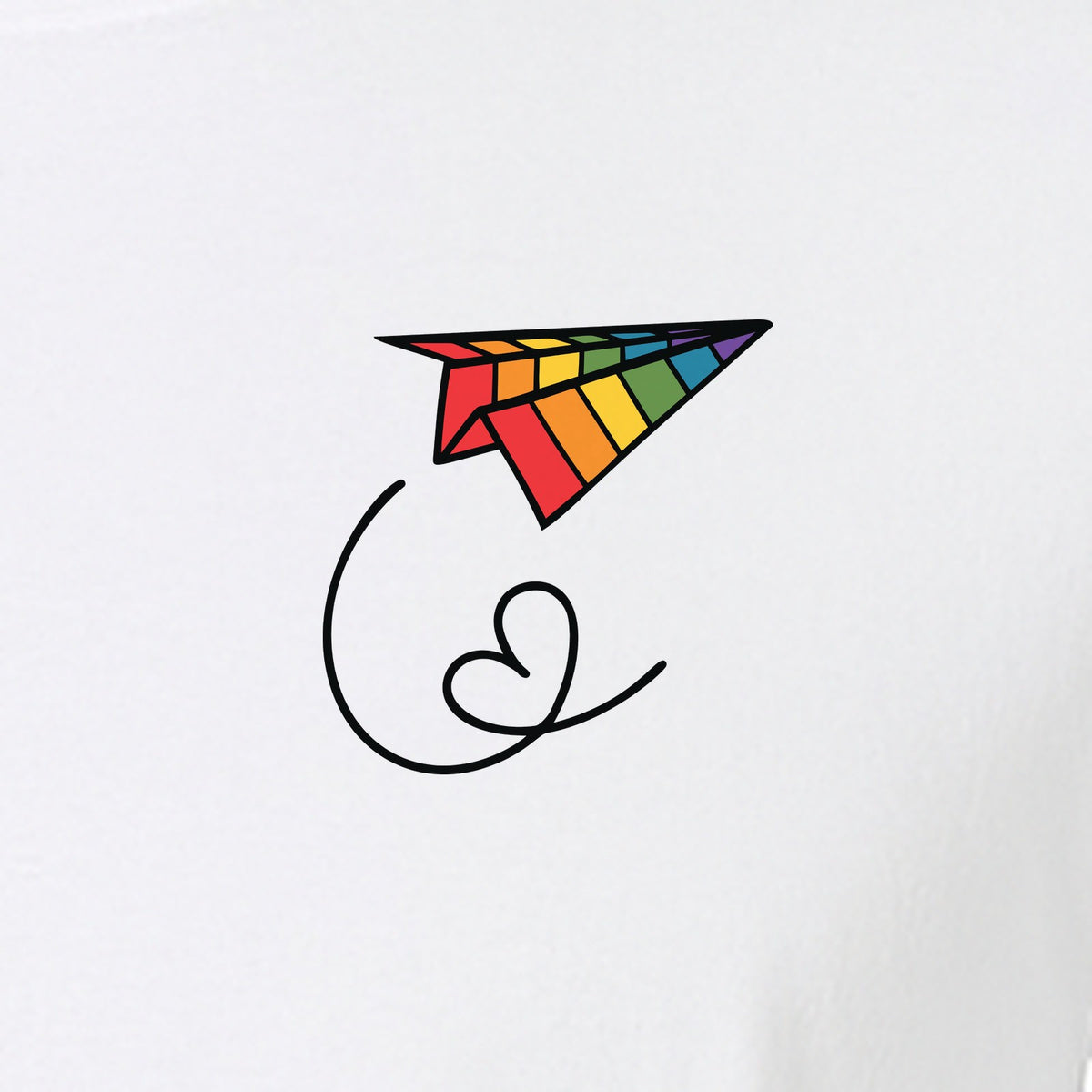 Pride Paper Plane T-Shirt, Rainbow Pocket Design for LGBTQ Events and Everyday Wear