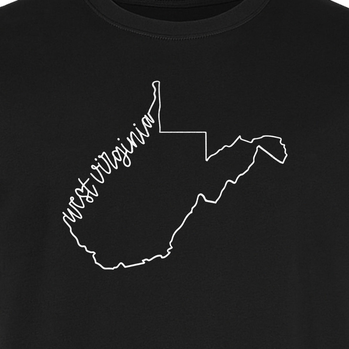 West Virginia Map T-Shirt, Script State Outline Design for Hometown Pride and Travel