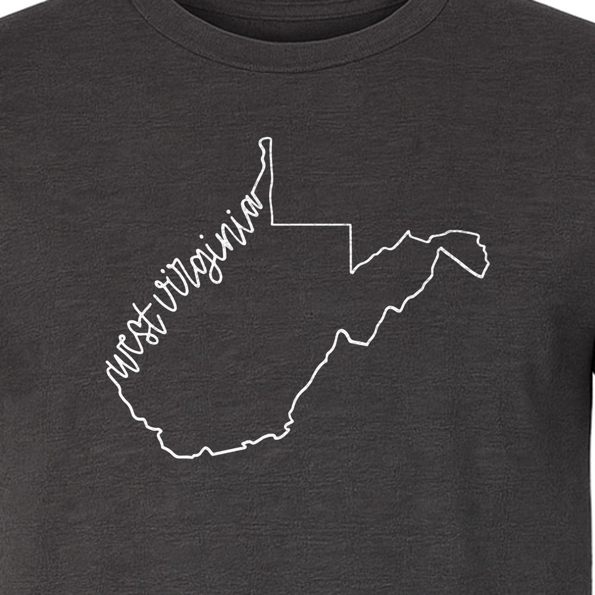 West Virginia Map T-Shirt, Script State Outline Design for Hometown Pride and Travel