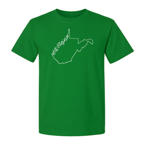 West Virginia Map T-Shirt, Script State Outline Design for Hometown Pride and Travel