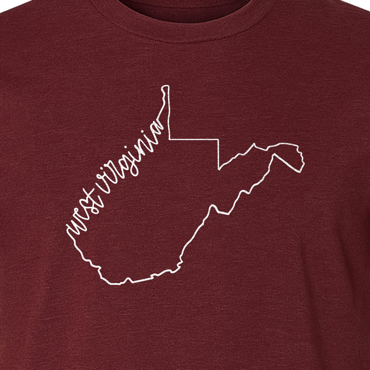West Virginia Map T-Shirt, Script State Outline Design for Hometown Pride and Travel