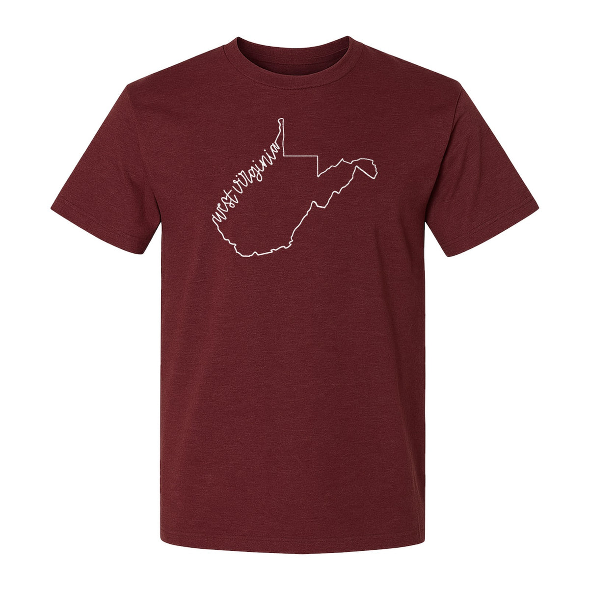 West Virginia Map T-Shirt, Script State Outline Design for Hometown Pride and Travel